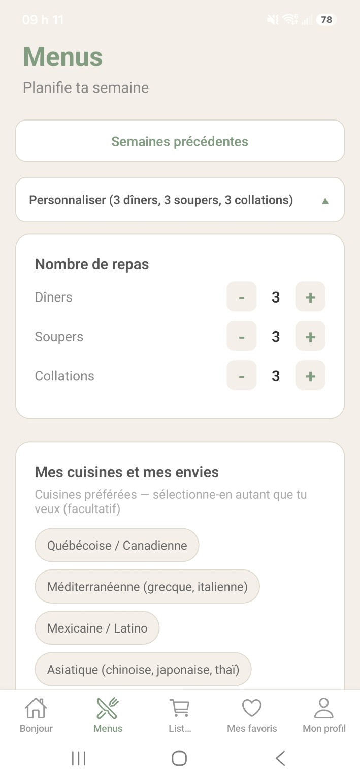 Personnalisation du menu dans GroZenries
